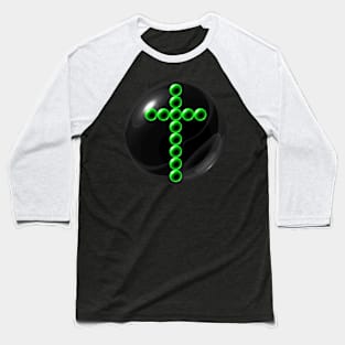 Green Yellow Cross in Glass Ball Baseball T-Shirt